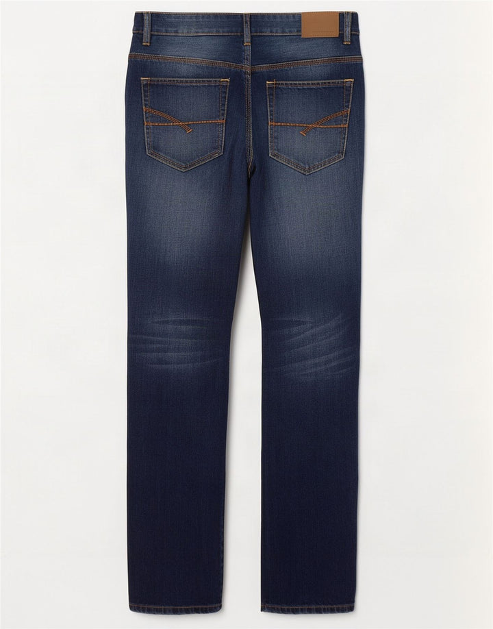 French Connection Masculino Regular Fit Jeans Reto W34 L32 Azul Marinho Algodão