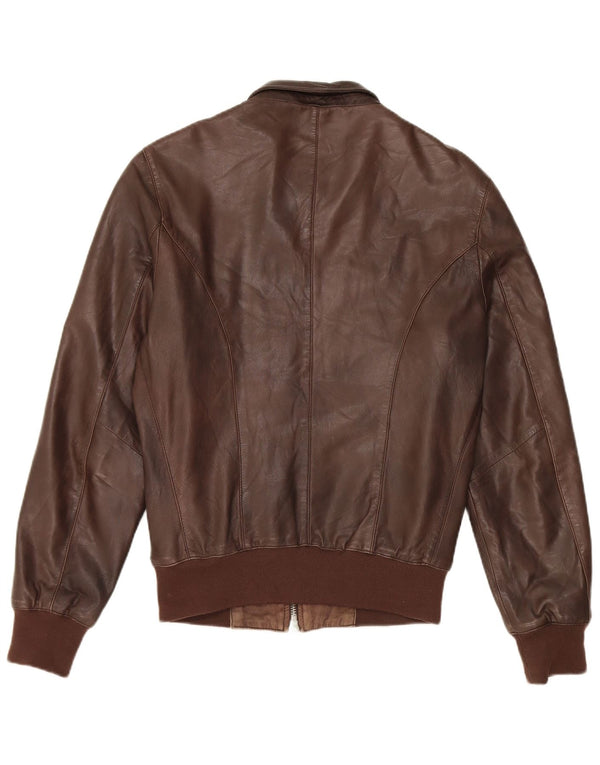 Jaqueta de couro feminina vintage IT 48 XL marrom