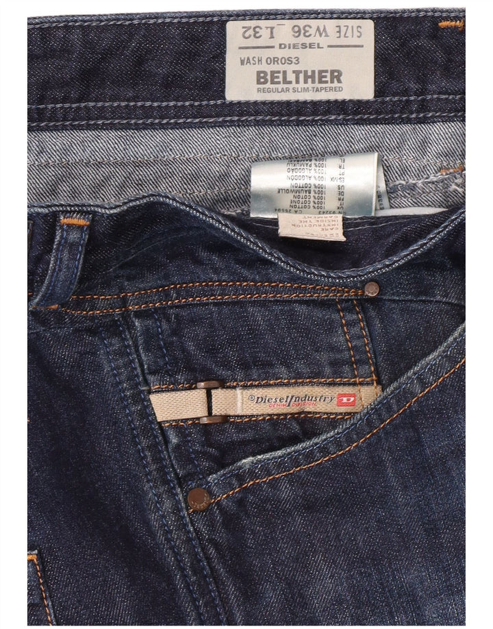 DIESEL Masculino Belther Regular Fit Slim Tapered Jeans W36 L32 Azul Marinho