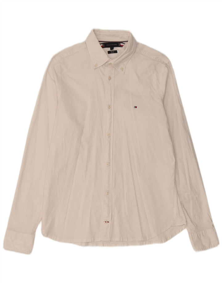 Camisa masculina Tommy Hilfiger Slim Fit média branca