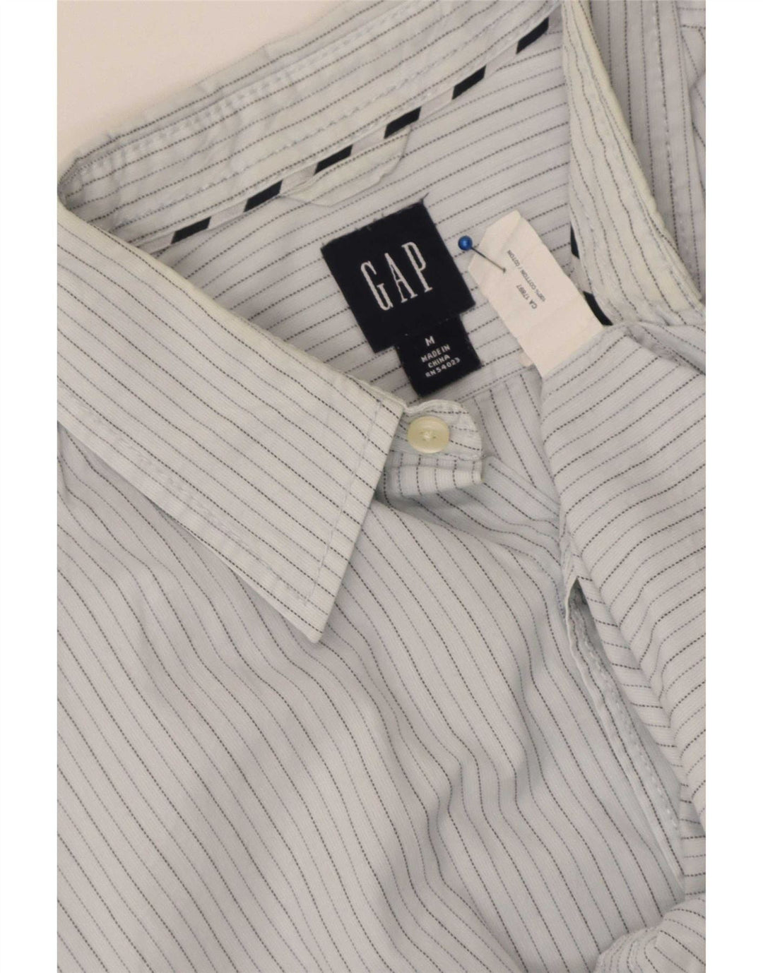 Camisa masculina Gap de algodão listrado azul médio