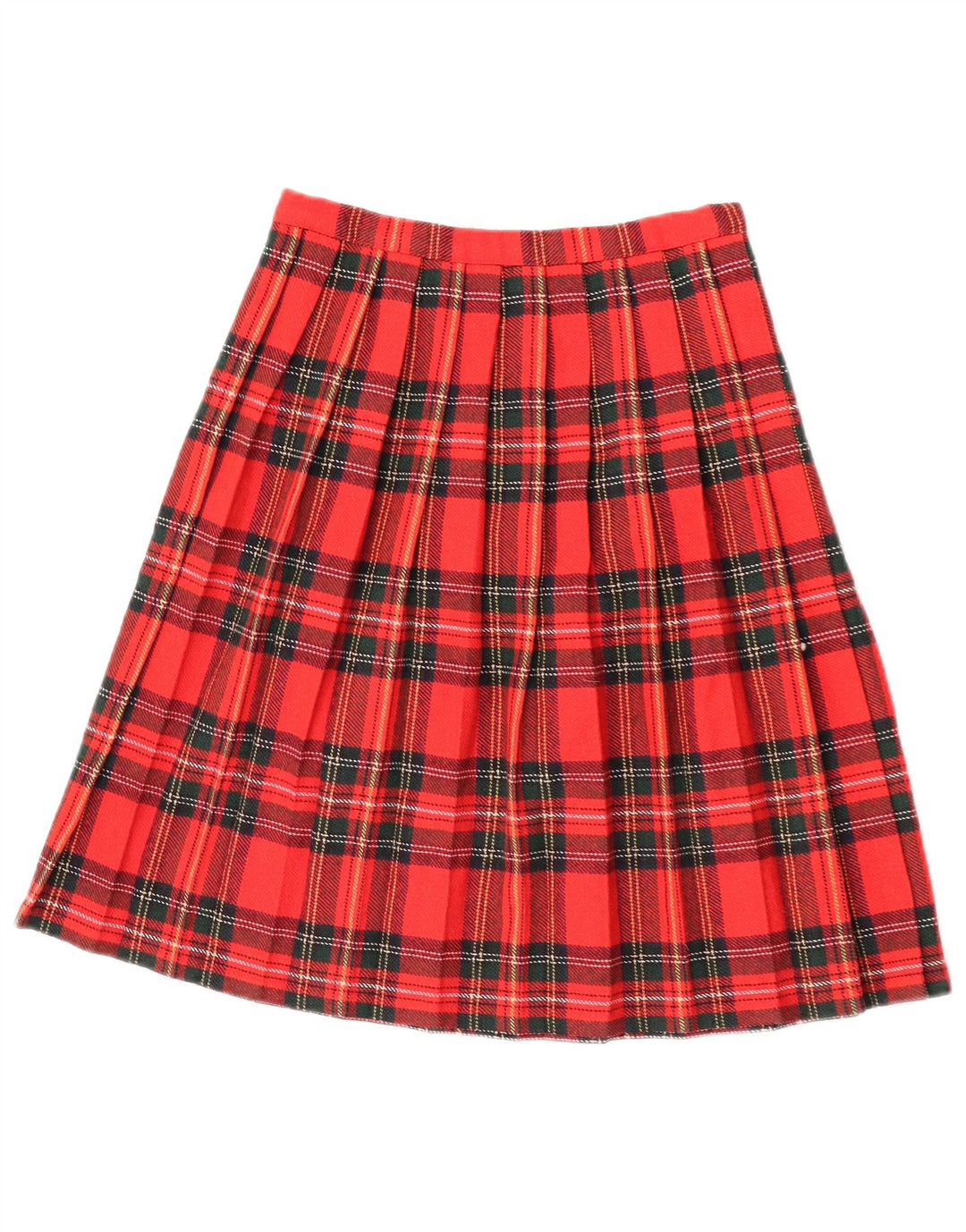 Saia plissada feminina vintage W26 pequena xadrez vermelha