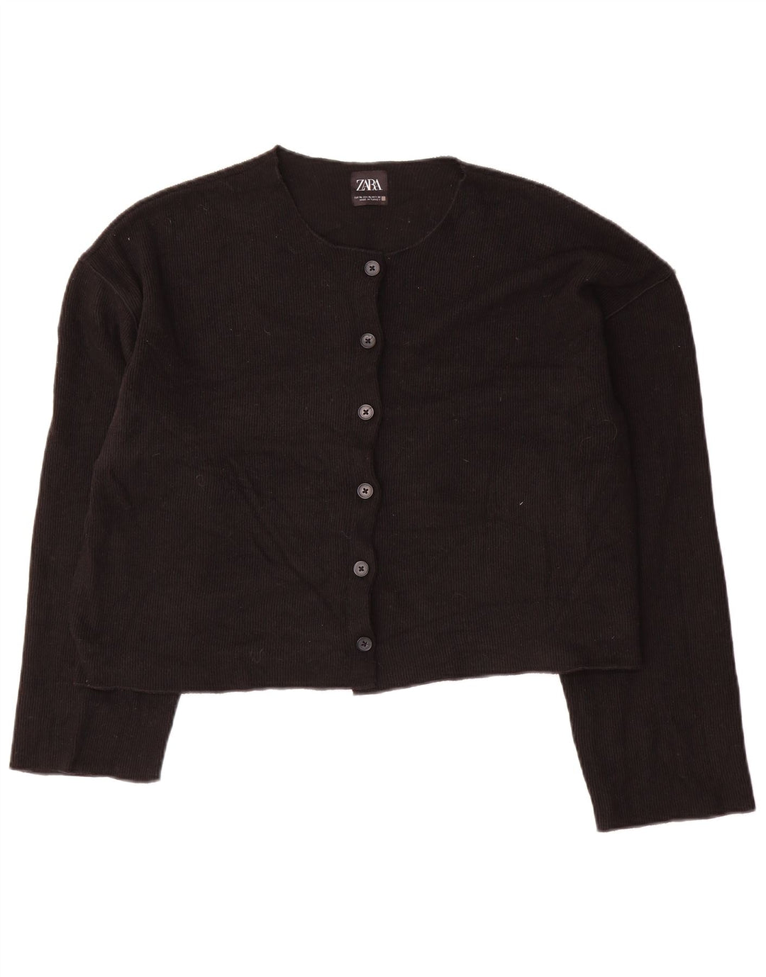Suéter Zara feminino crop cardigan Reino Unido 18 XL preto poliéster