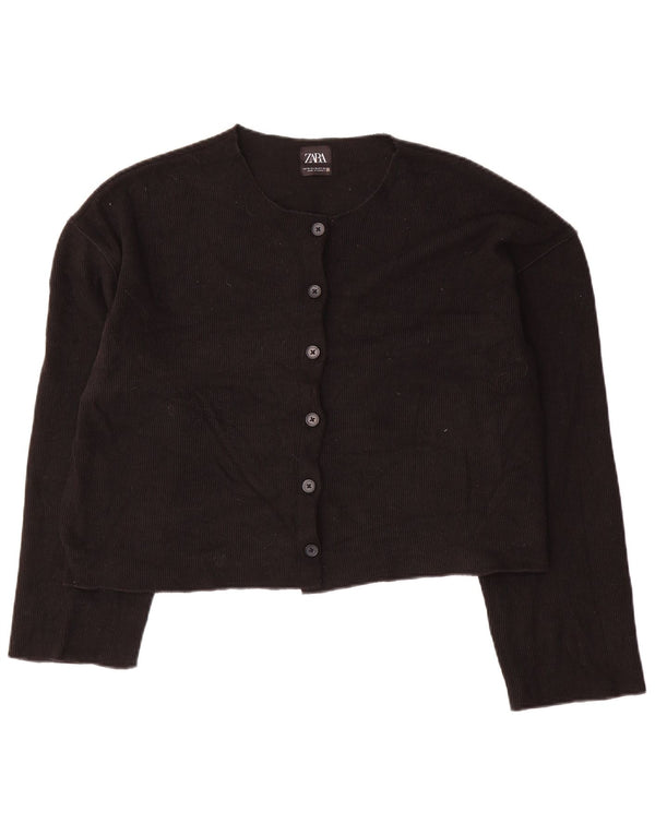 Suéter Zara feminino crop cardigan Reino Unido 18 XL preto poliéster