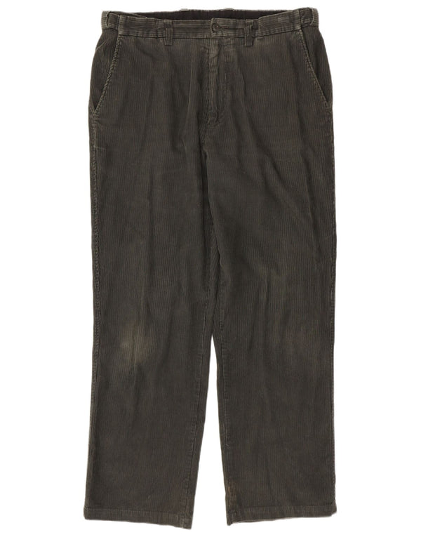 Calça masculina de veludo cotelê Marks & Spencer Blue Harbor reta W36 L31 verde