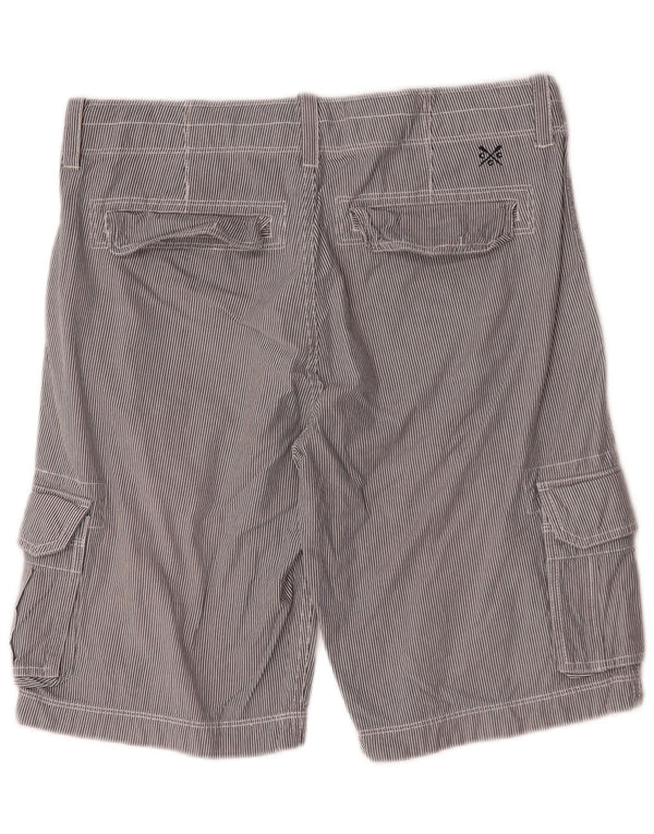 Shorts cargo masculinos Crew Clothing pequenos W29 algodão listrado cinza