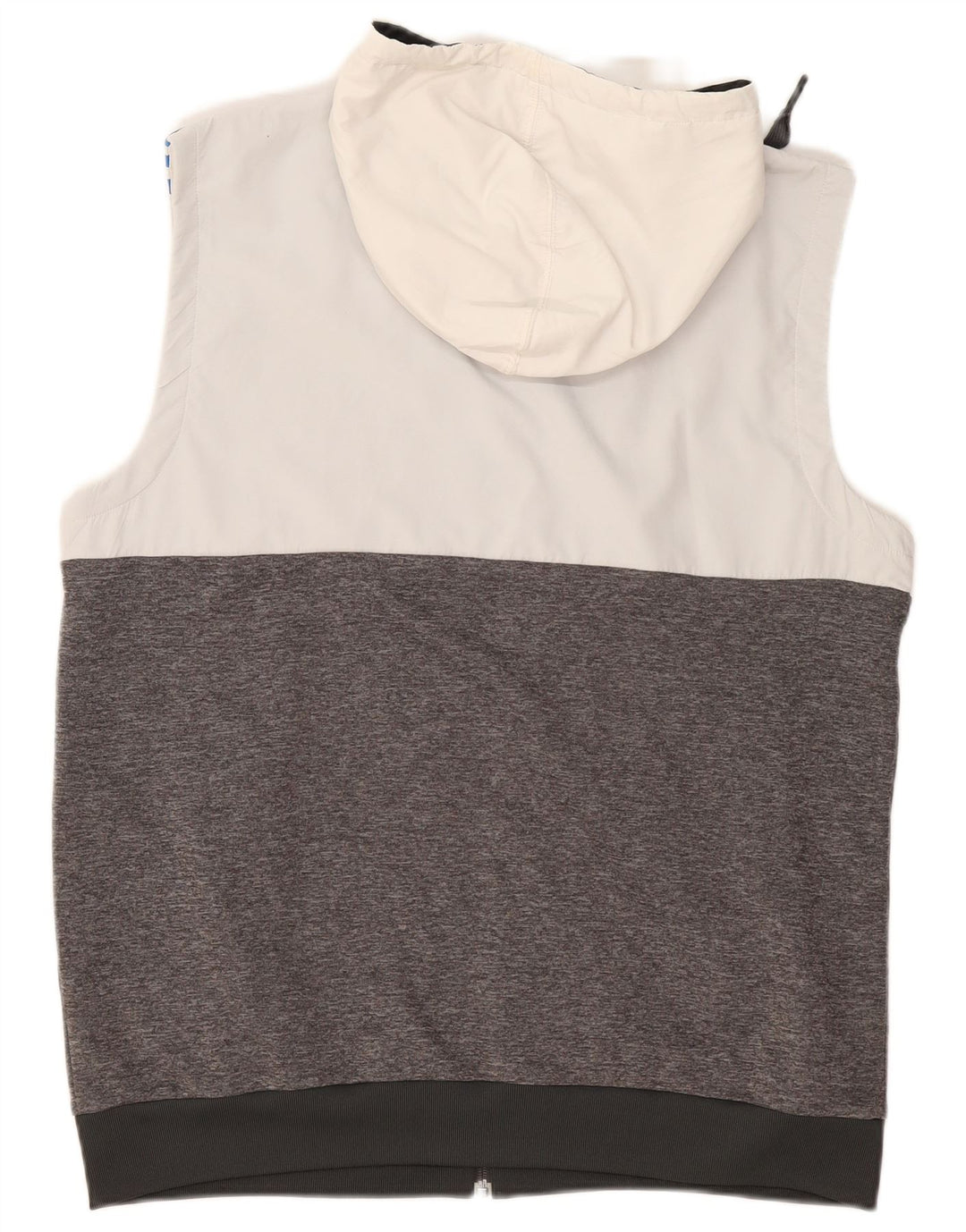 ADIDAS Suéter masculino sem mangas com capuz e zíper grande cinza colorblock poliéster