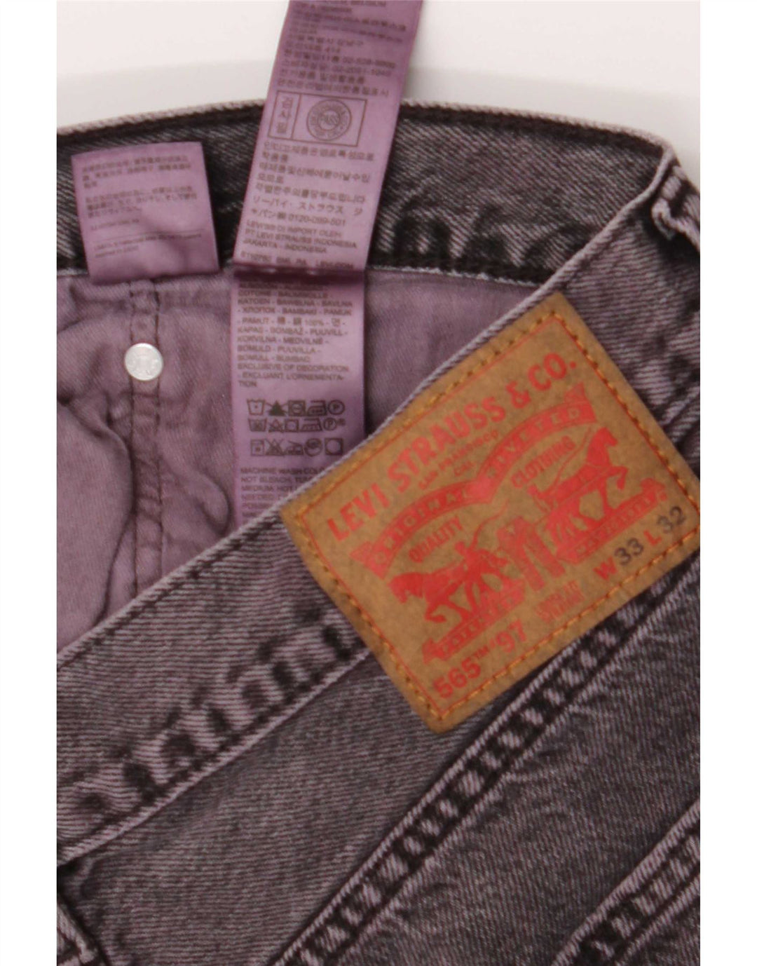Levi's Masculino 565 Straight Jeans W33 L32 Roxo Algodão
