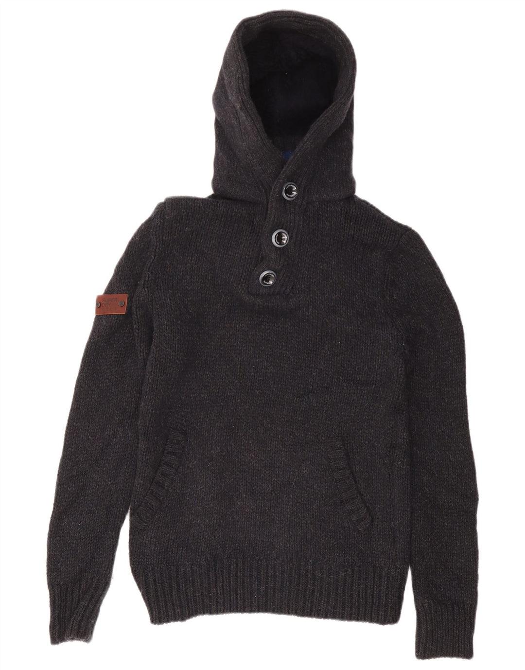 Suéter masculino Superdry com capuz médio azul marinho acrílico