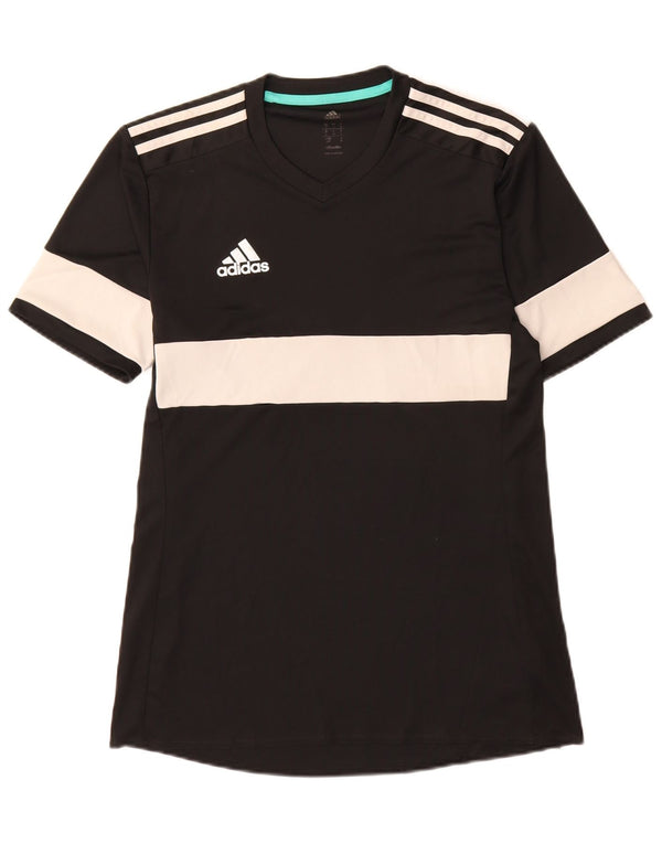 Adidas Mens Climalite Camiseta Top Pequeno Preto Colorblock Poliéster