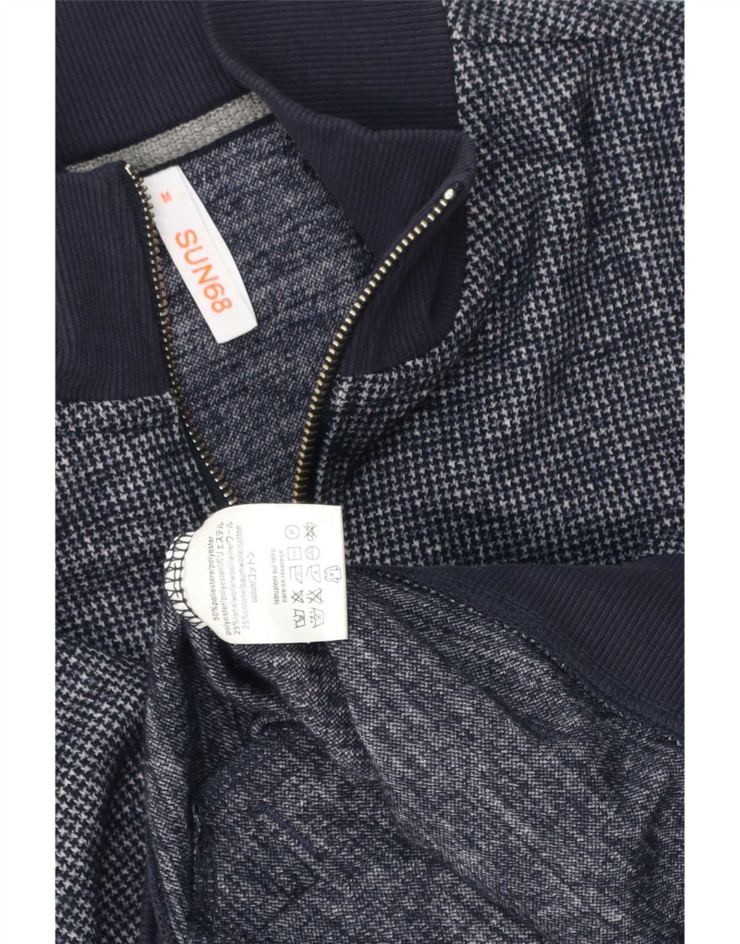 Suéter cardigã masculino Sun68 poliéster azul marinho médio
