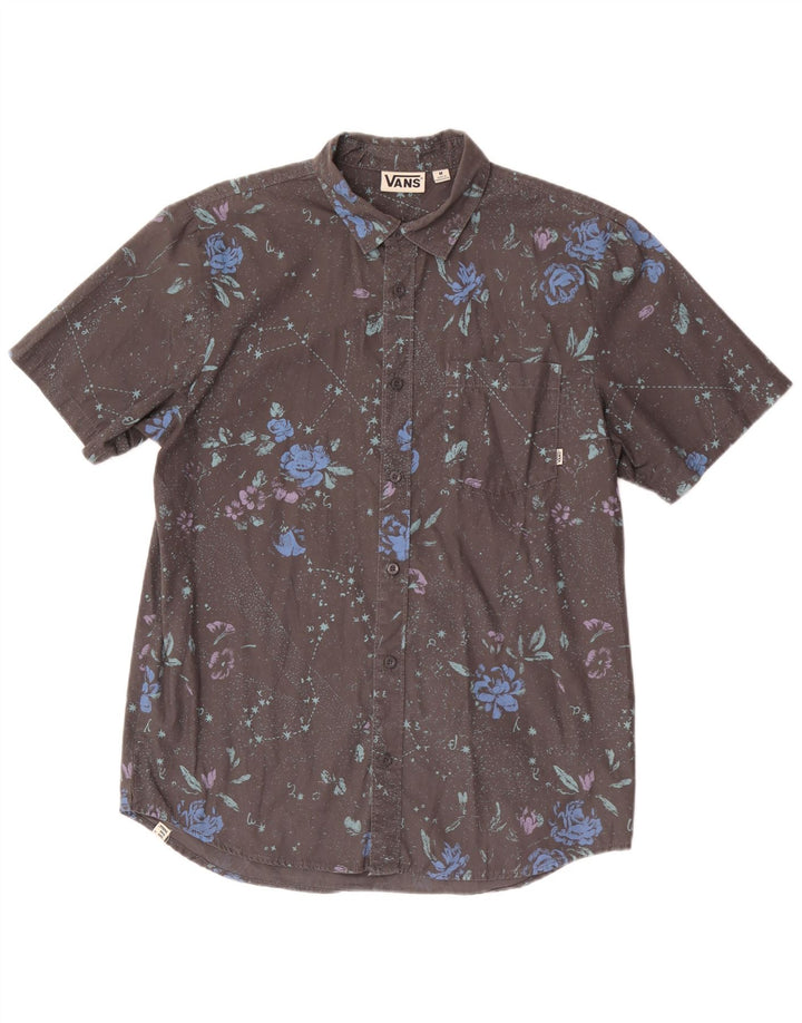 Camisa masculina de manga curta VANS médio cinza floral algodão