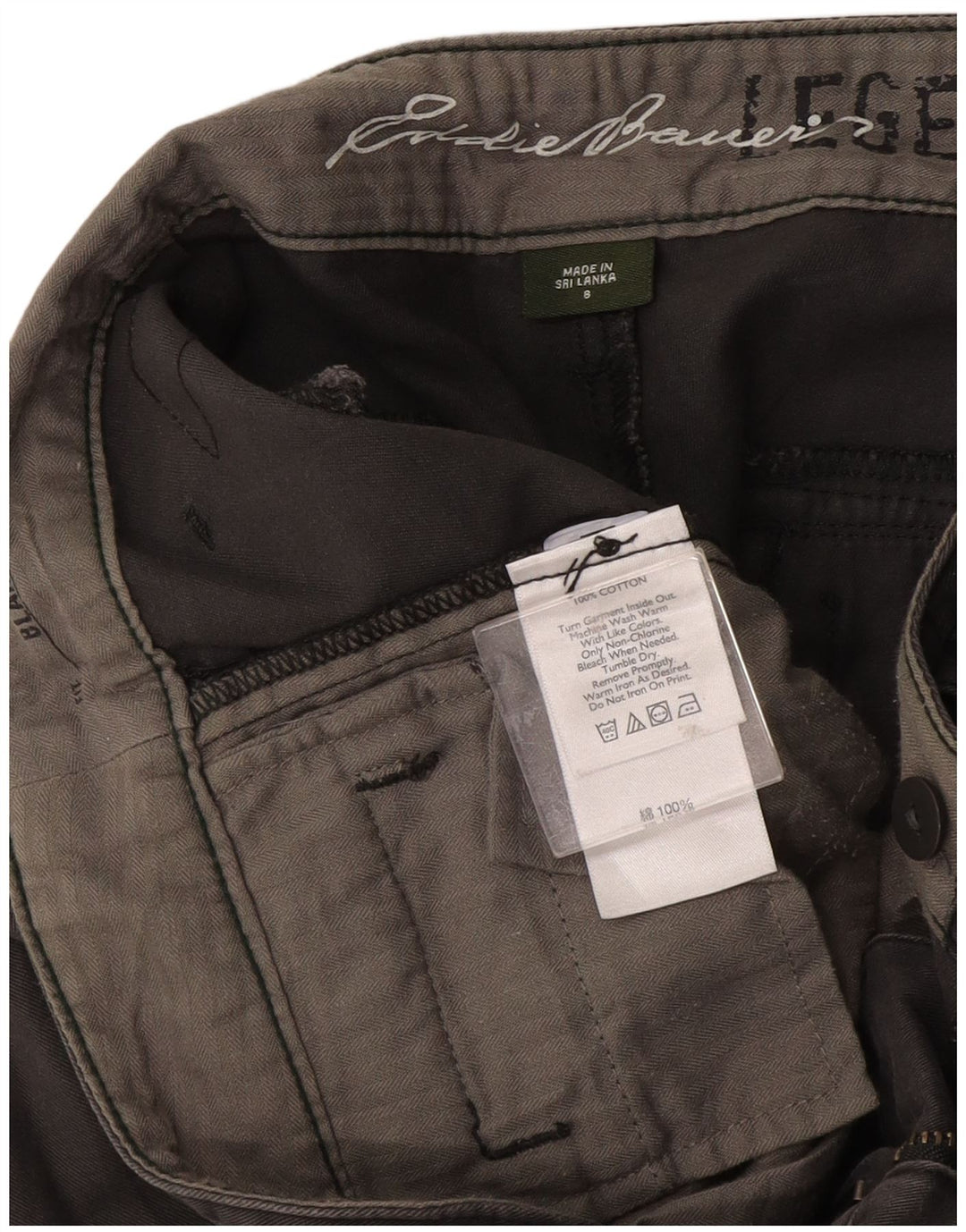Shorts Chino feminino Eddie Bauer US 8 médio W30 algodão cinza