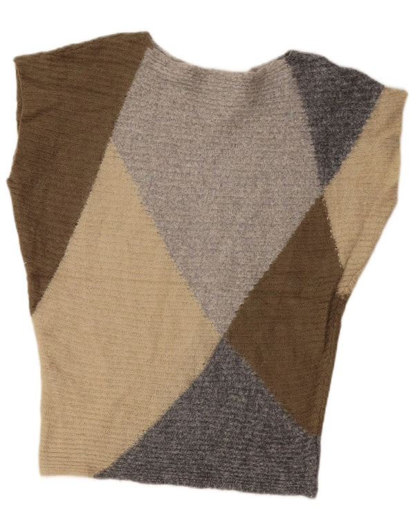 Suéter feminino BENETTON com gola canoa Reino Unido 14 médio multicolorido