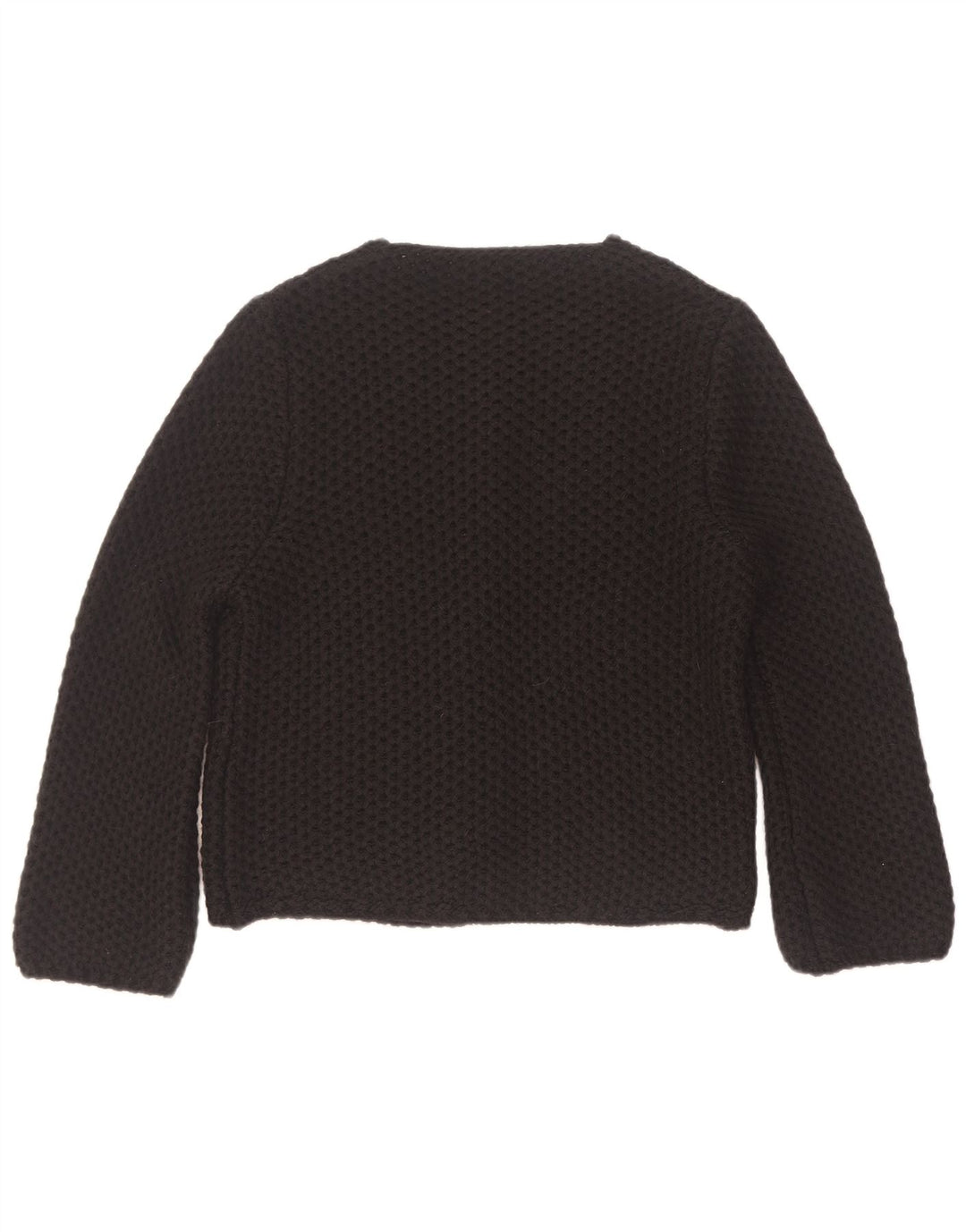 Suéter de cardigã aberto feminino vintage Reino Unido 14 acrílico preto médio