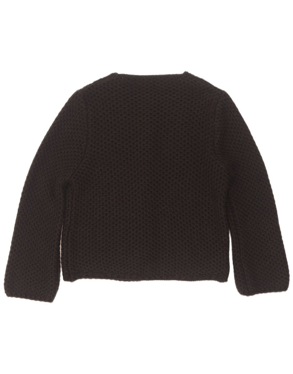 Suéter de cardigã aberto feminino vintage Reino Unido 14 acrílico preto médio