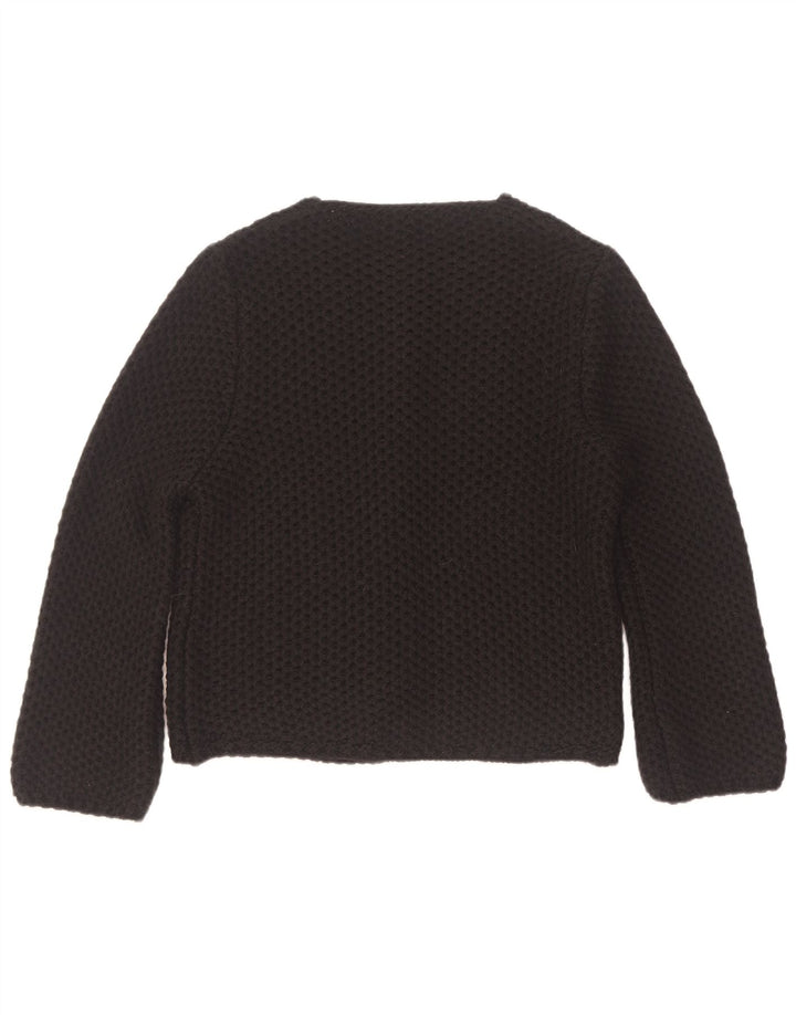 Suéter de cardigã aberto feminino vintage Reino Unido 14 acrílico preto médio