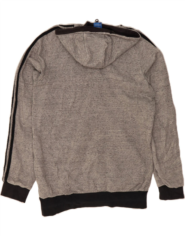 ADIDAS Boys Zip Hoodie Sweater 15-16 Years  Grey Flecked Cotton Vintage Adidas and Second-Hand Adidas from Messina Hembry 