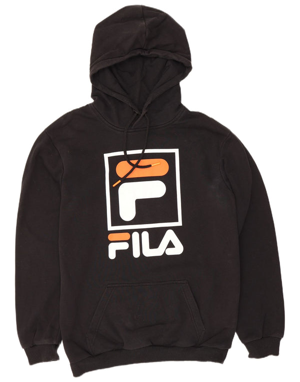 Fila Mens Graphic Hoodie Jumper Pequeno Algodão Preto