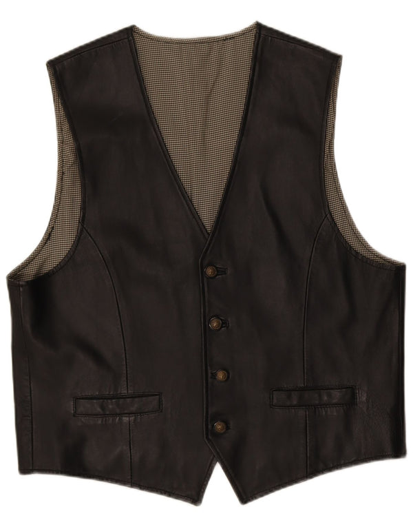 Canda Mens Leather Waistcoat Large Black Leather
