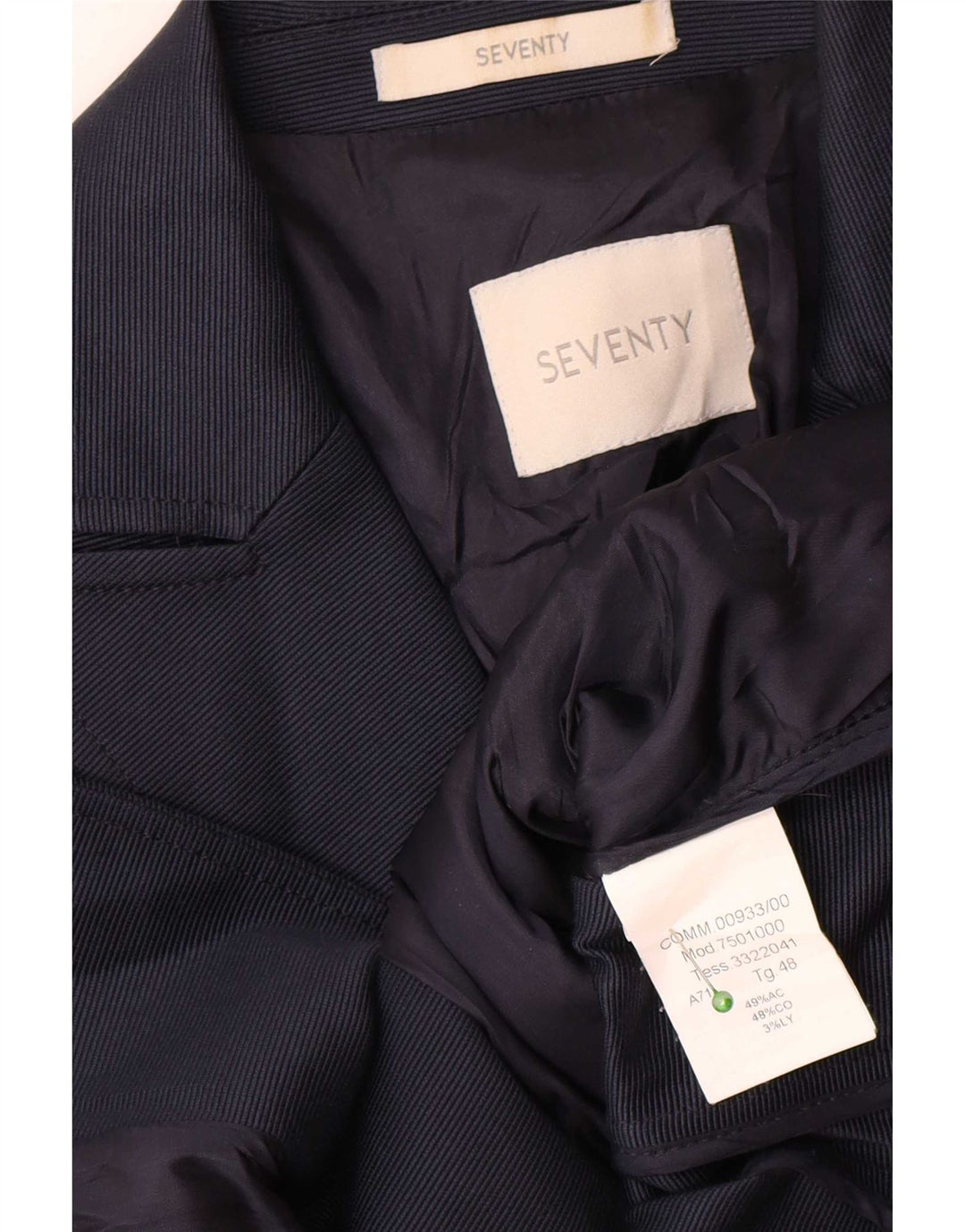 Jaqueta blazer feminina de 2 botões Seventy IT 48 XL azul marinho algodão