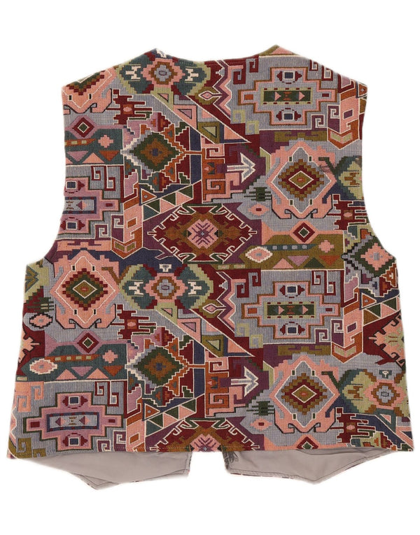 Colete reversível masculino vintage Reino Unido 38 Médio multicolorido geométrico