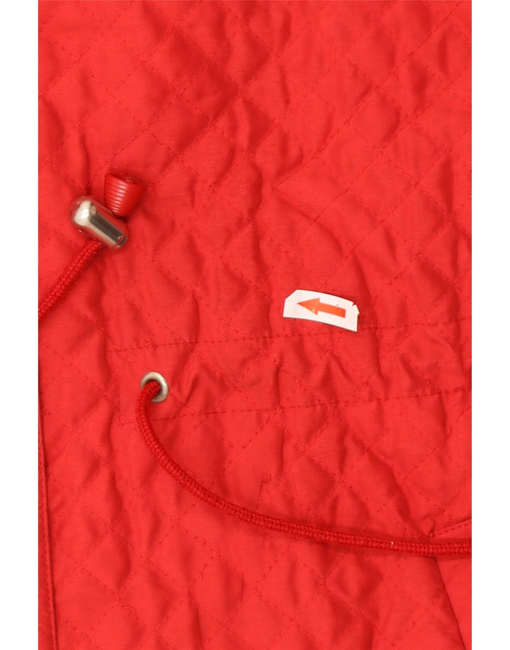 Jaqueta feminina acolchoada com capuz grande Alba Fornari Reino Unido 10 pequena vermelha