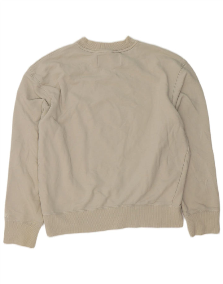 Calvin Klein Jeans Masculino moletom gráfico jumper médio off white algodão