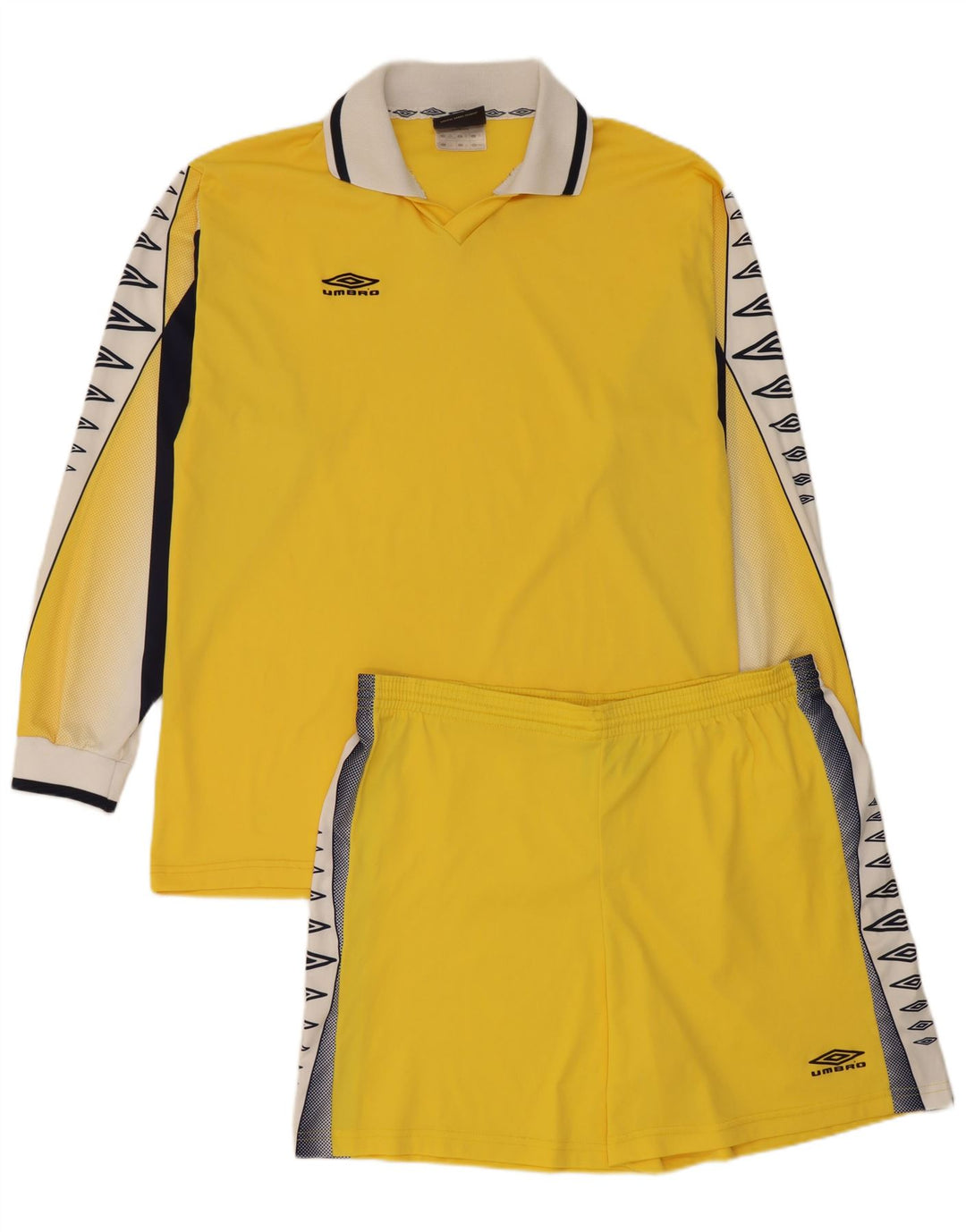 Umbro Mens Graphic 2 peças conjunto XL amarelo colorblock poliéster