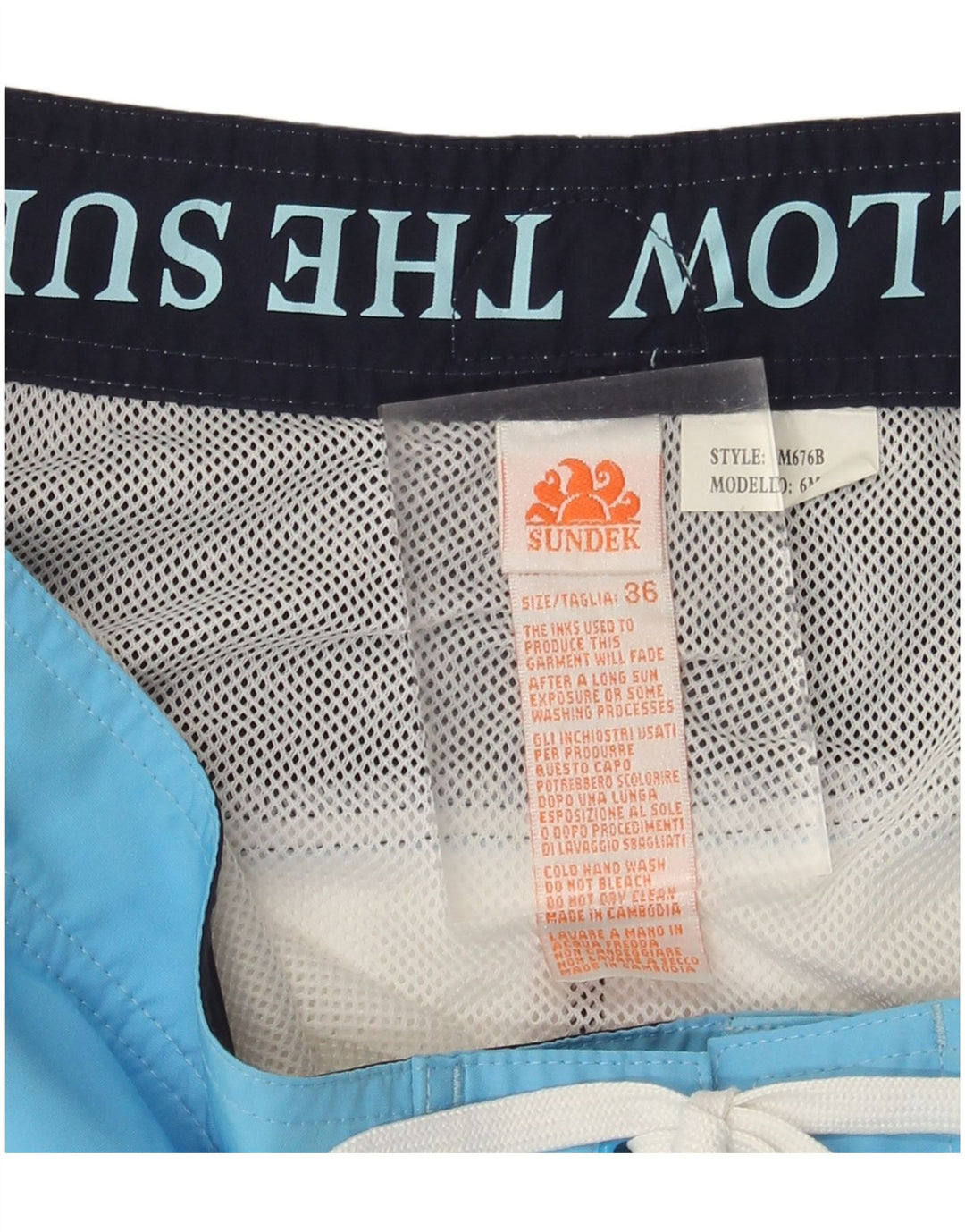 Shorts de natação masculino SUNDEK gráfico grande azul colorblock poliéster