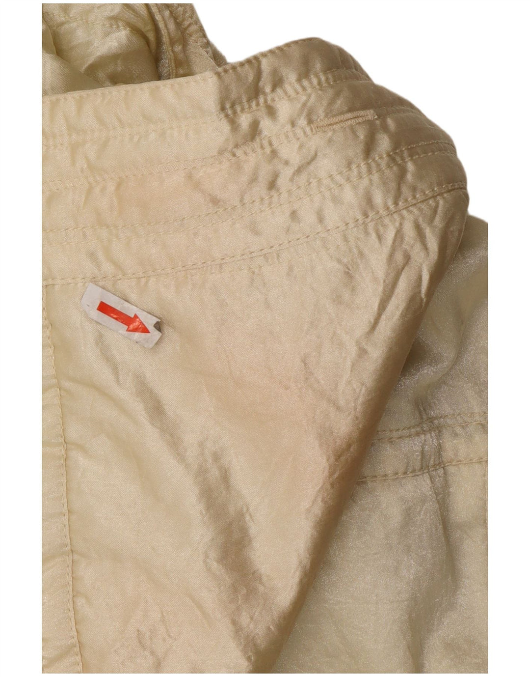 Casaco corta-vento feminino vintage com capuz e grandes dimensões UK 14 Nylon amarelo médio