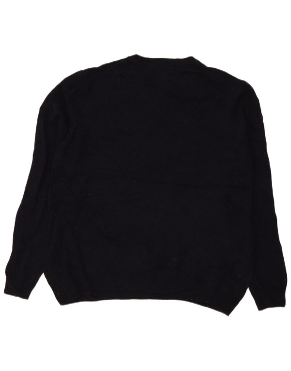 Suéter masculino Marks & Spencer com gola redonda 2XL lã de cordeiro azul marinho