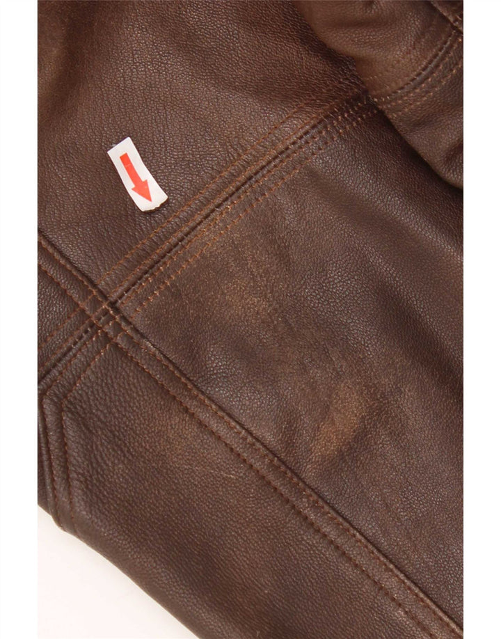 Jaqueta de couro masculina vintage UK 38 marrom médio