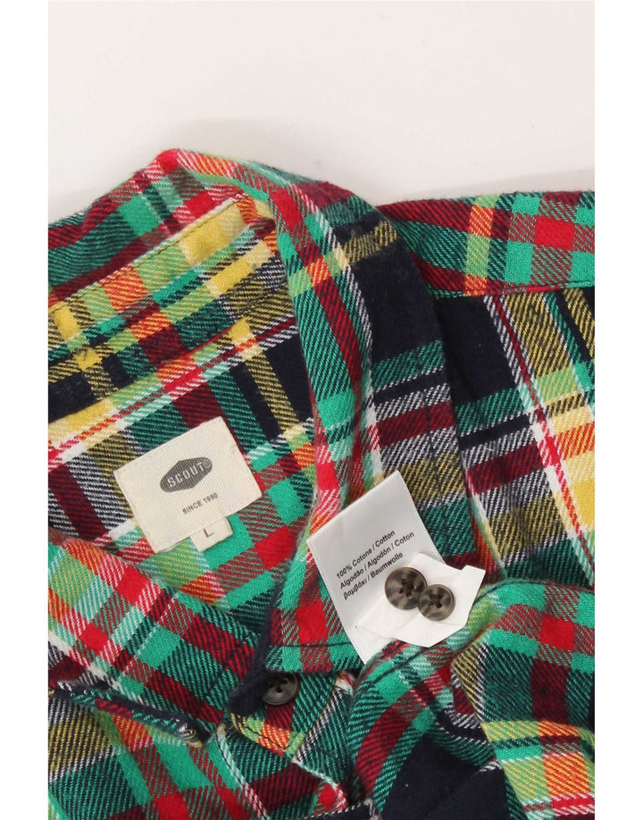 Camisa masculina de flanela Scout grande algodão xadrez multicolorido