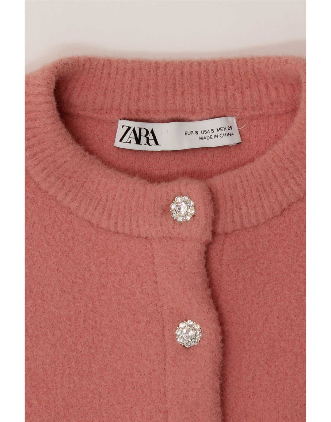 Suéter Zara Feminino Crop Cardigan Reino Unido 10 Pequeno Rosa