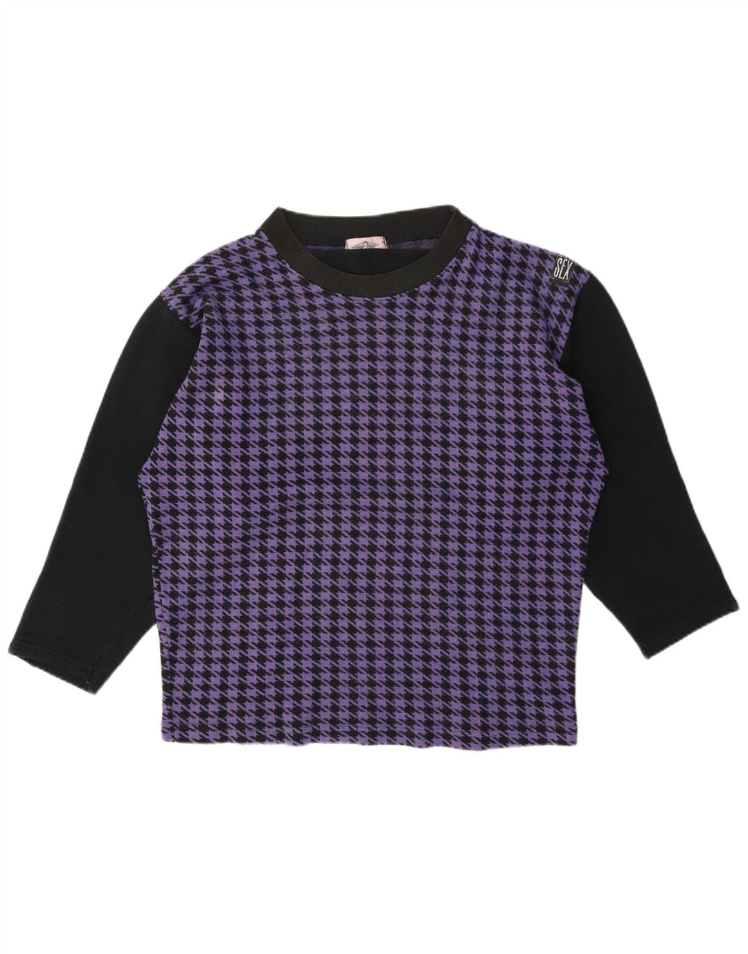 Top feminino Gymnasium manga comprida Reino Unido 14 houndstooth roxo médio