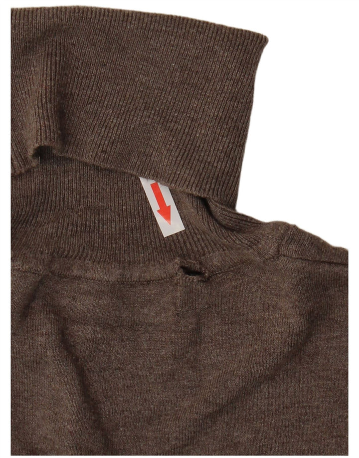 Suéter feminino Zara com gola redonda Reino Unido 14 grande rayon marrom
