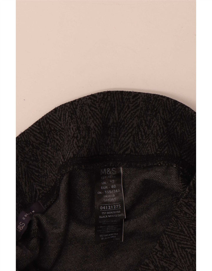 Leggings femininos Marks & Spencer Reino Unido 12 poliéster espinha de peixe cinza médio