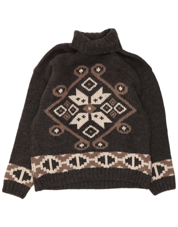 Suéter feminino Kaos com gola redonda Reino Unido 14 grande lã geométrica cinza
