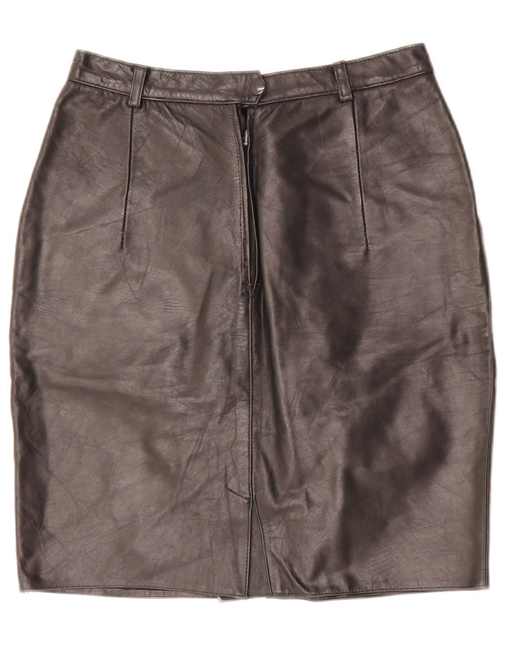 Saia lápis feminina vintage de couro W26 pequena preta