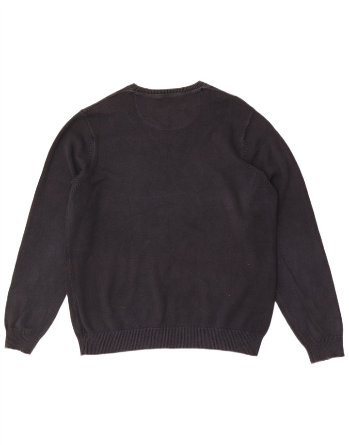 Suéter masculino Marks & Spencer com ajuste regular e gola redonda, preto médio
