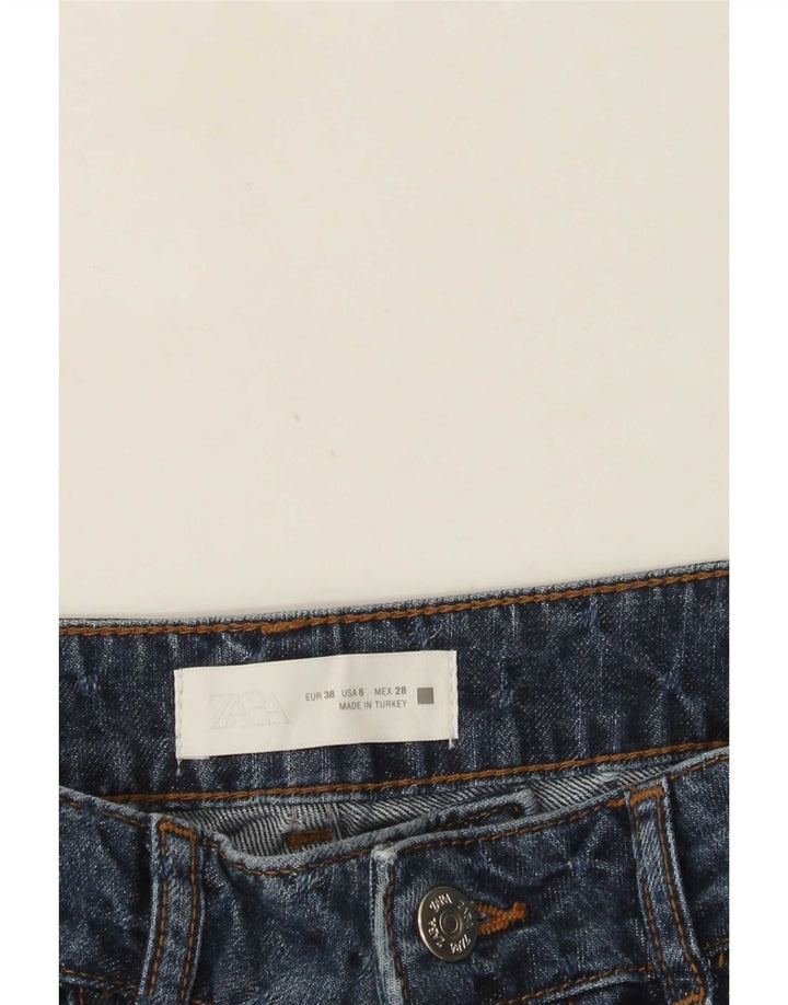 Calça jeans reta feminina Zara EU 38 pequena W28 L28 azul manchada