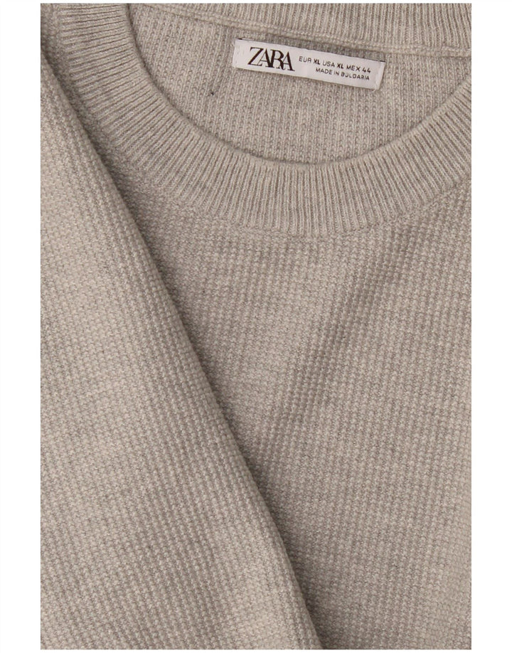 Zara Suéter feminino com gola redonda e gola redonda UK 18 XL cinza
