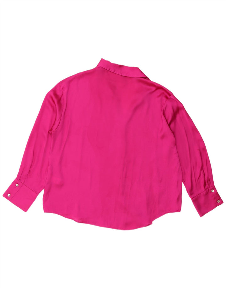 Blusa camisa feminina Zara UK 20 2XL rosa poliéster