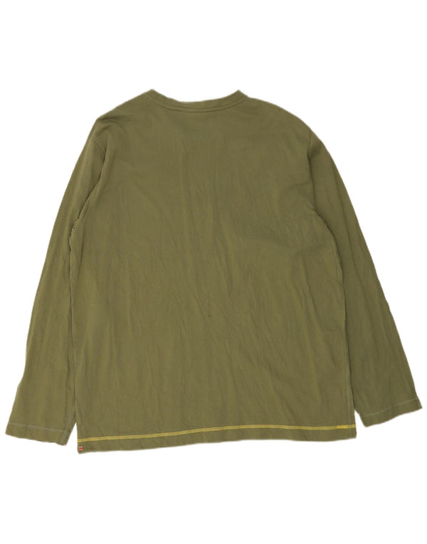Puma Mens Graphic Top Manga Longa XL Verde Algodão