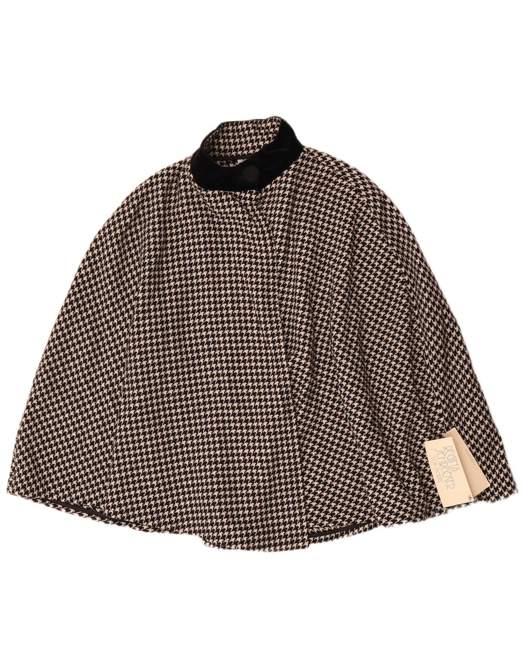 Casaco Poncho Feminino Regina Schrecker IT 42 Lã Houndstooth Médio Preto