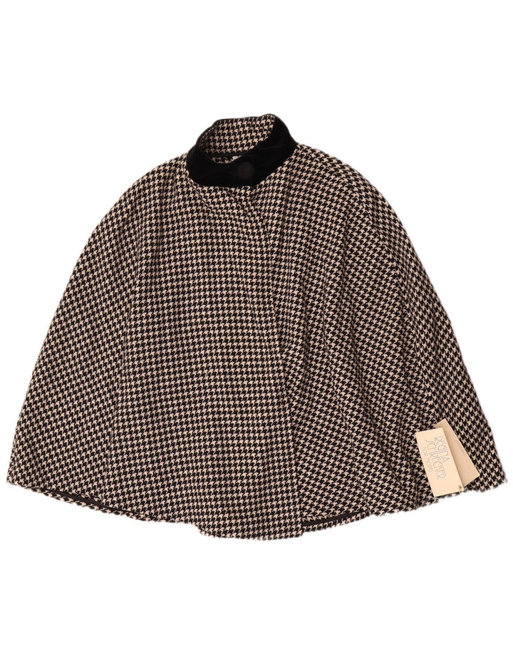 Casaco Poncho Feminino Regina Schrecker IT 42 Lã Houndstooth Médio Preto
