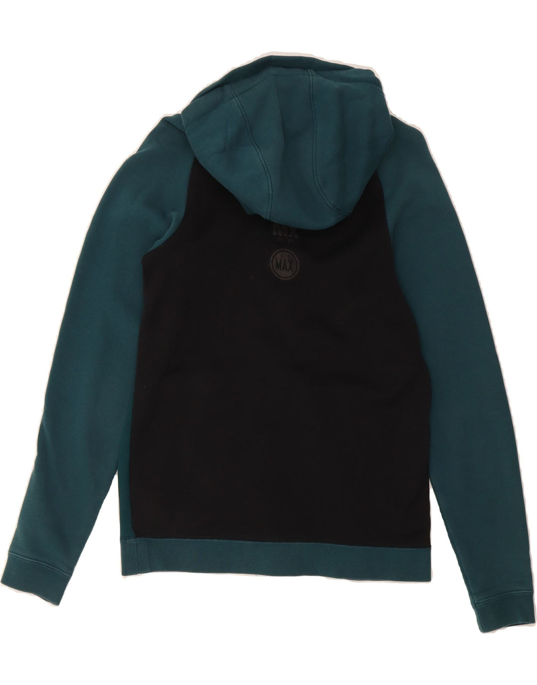 NIKE Mens Graphic Zip Hoodie Sweater Small Green Colourblock Cotton Vintage Nike and Second-Hand Nike from Messina Hembry 