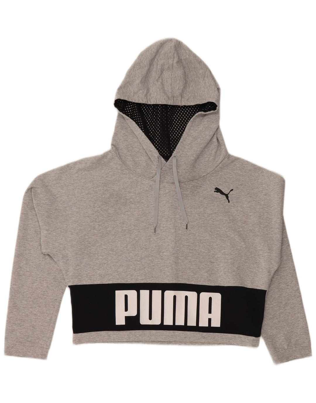 Suéter PUMA feminino com capuz oversized UK 12 cinza médio colorblock