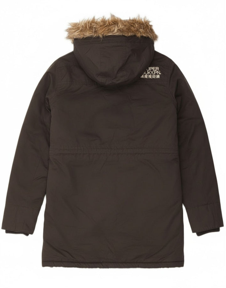 Jaqueta Parka Masculina Superdry Graphic com Capuz UK 38 Poliéster Cinza Médio